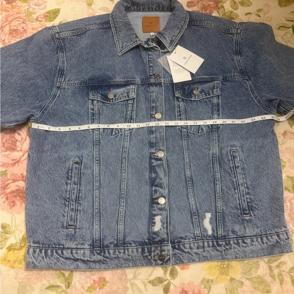 Anine Bing NWT Rory Jacket 100% Cotton $350 Denim Trucker Distressed - Picture 7 of 10